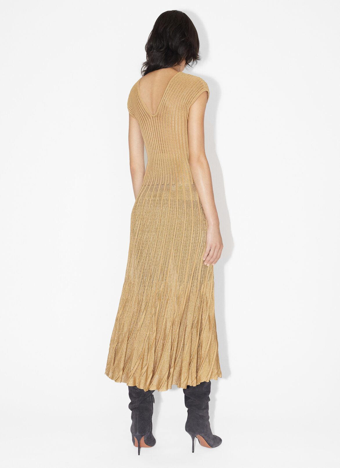Ribbed lurex dress ALAÏA GOLD RIBBED LUREX DRESS